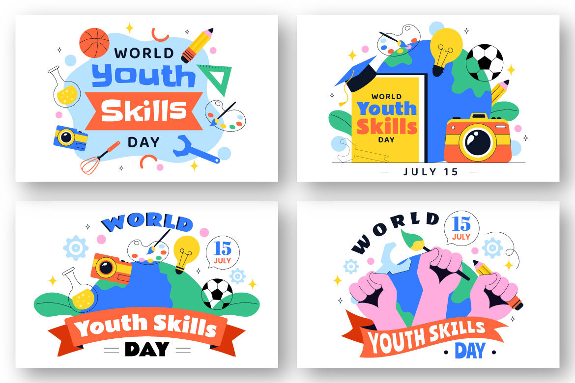 12 World Youth Skills Day FREE Illustrations - view 4