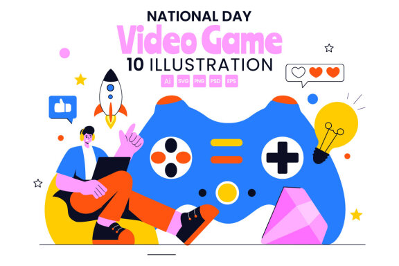 10 National Video Game Day FREE Illustrations