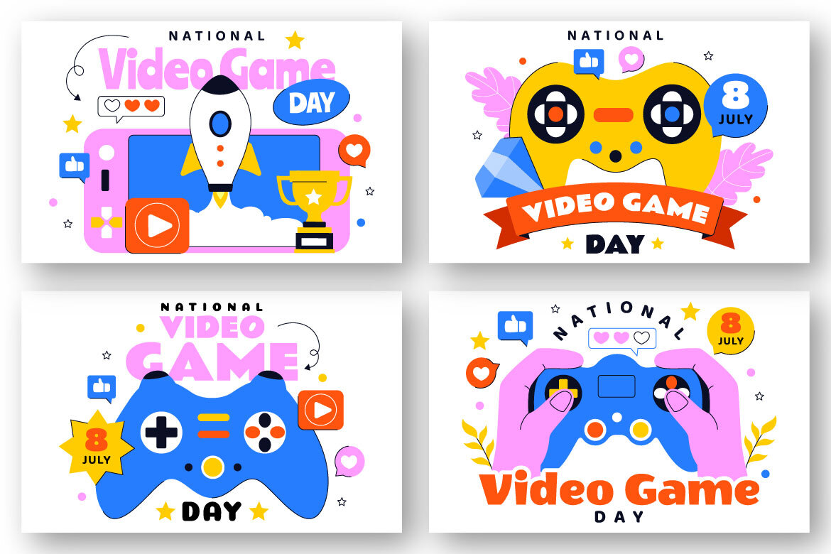 10 National Video Game Day FREE Illustrations alternate
