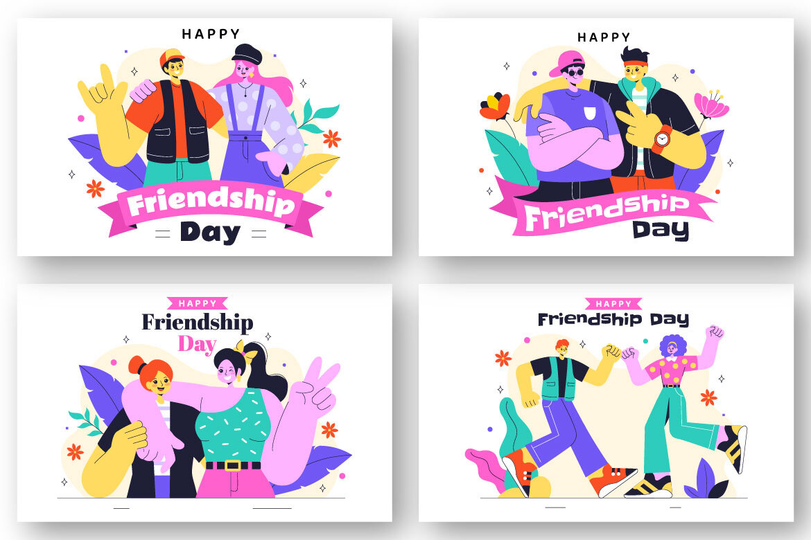 10 Happy Friendship Day FREE Illustrations alternate