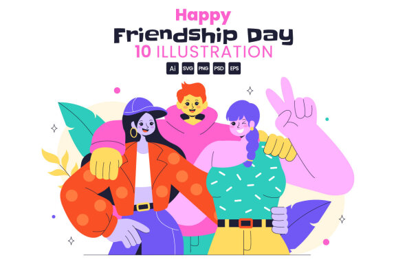 10 Happy Friendship Day FREE Illustrations