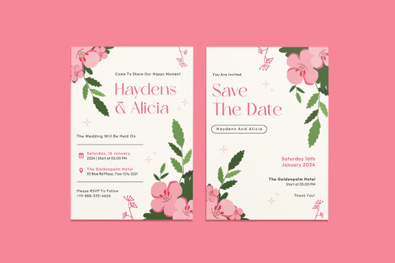 Pinkie Wedding Invitation FREE Template