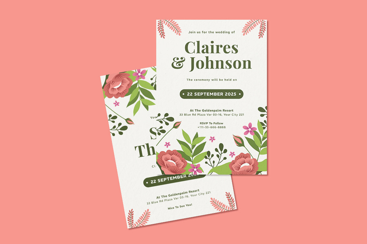 Pastel Mood Wedding Invitation FREE Template alternate