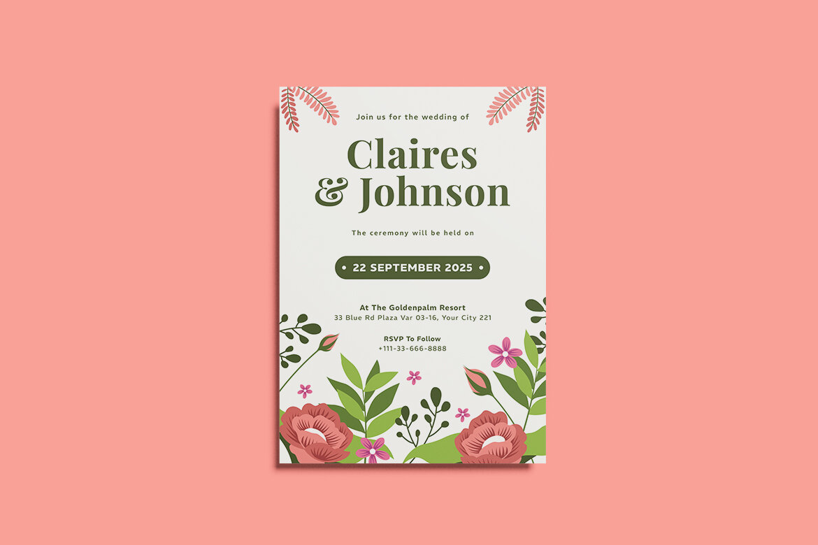 Pastel Mood Wedding Invitation FREE Template - view 3