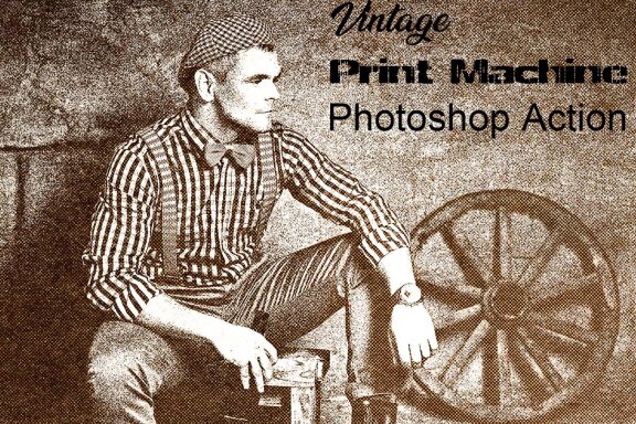Vintage Print Machine FREE Photoshop Action