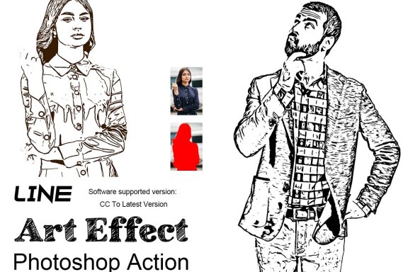 Line Art Effect FREE Photoshop Action