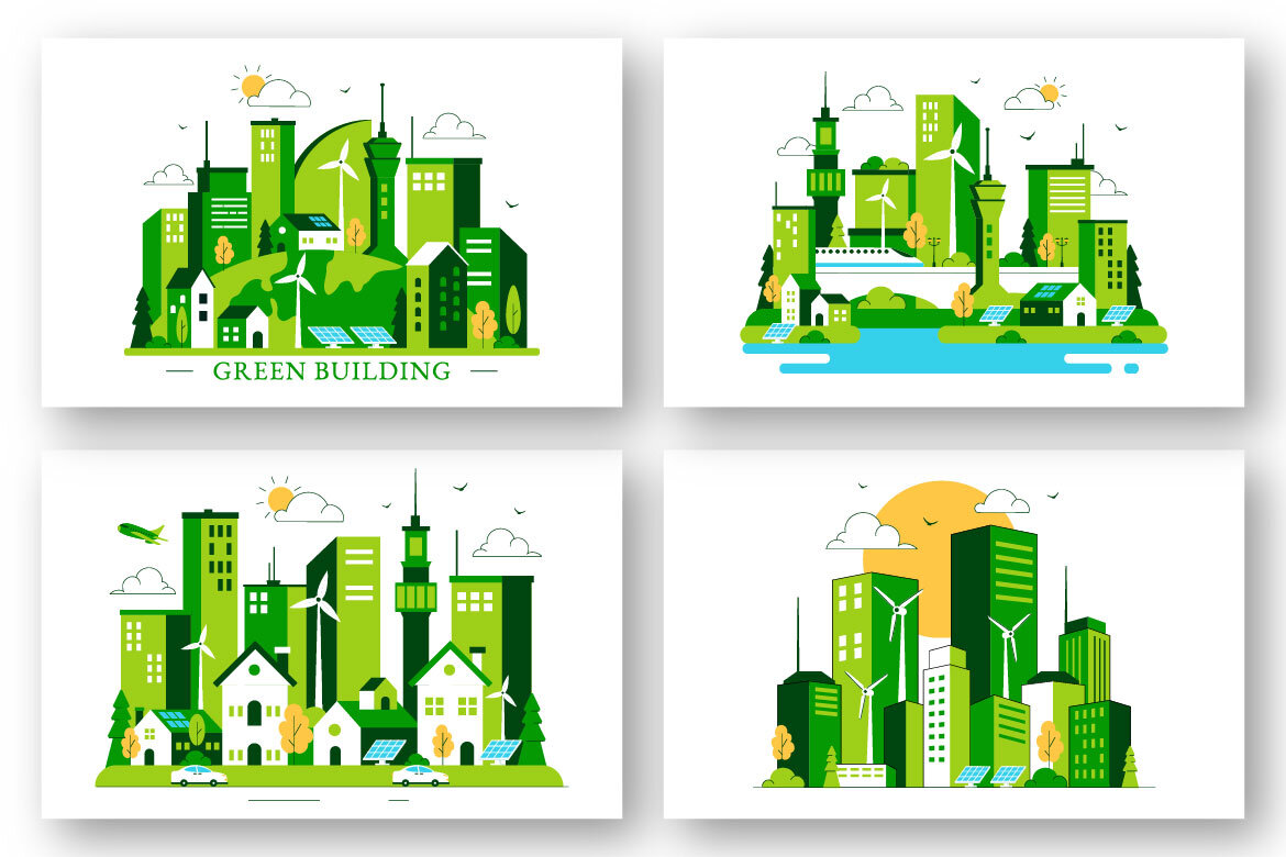 10 Green Building FREE Illustrations alternate