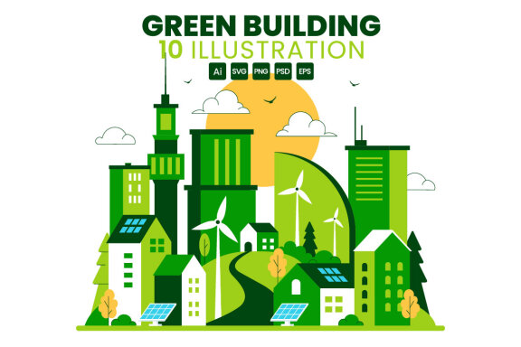 10 Green Building FREE Illustrations