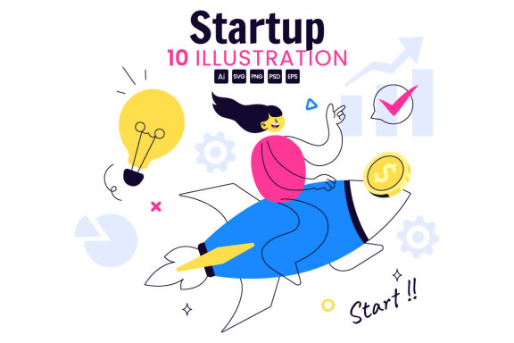 10 Business Startup FREE Vector Illustrations