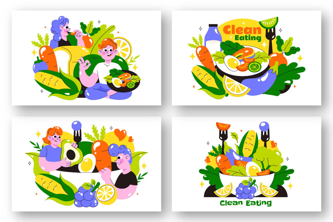 10 Clean Eating FREE Illustrations - view 3