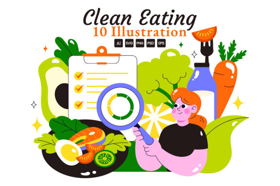 10 Clean Eating FREE Illustrations