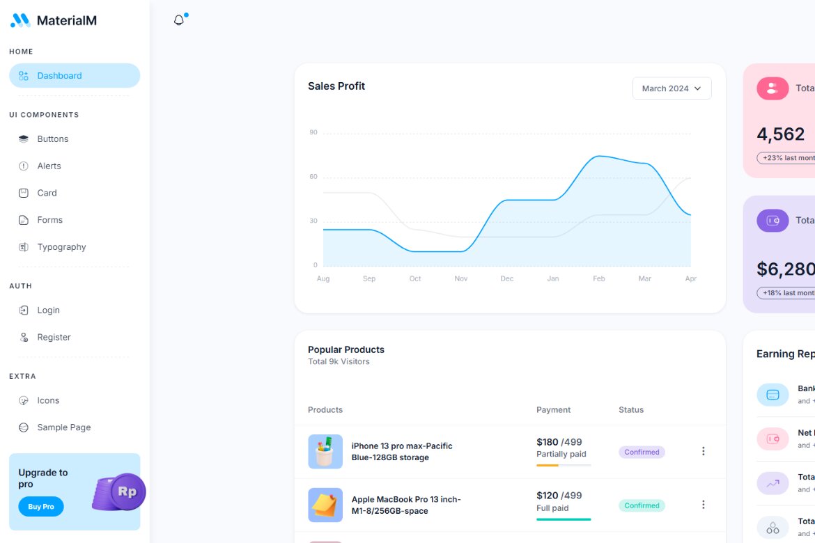 MaterialM Free Bootstrap Admin Template alt