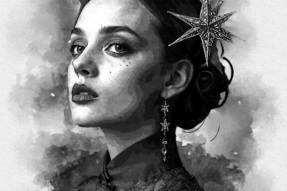 B & W Watercolor Photo Effect - Free PSD Template 