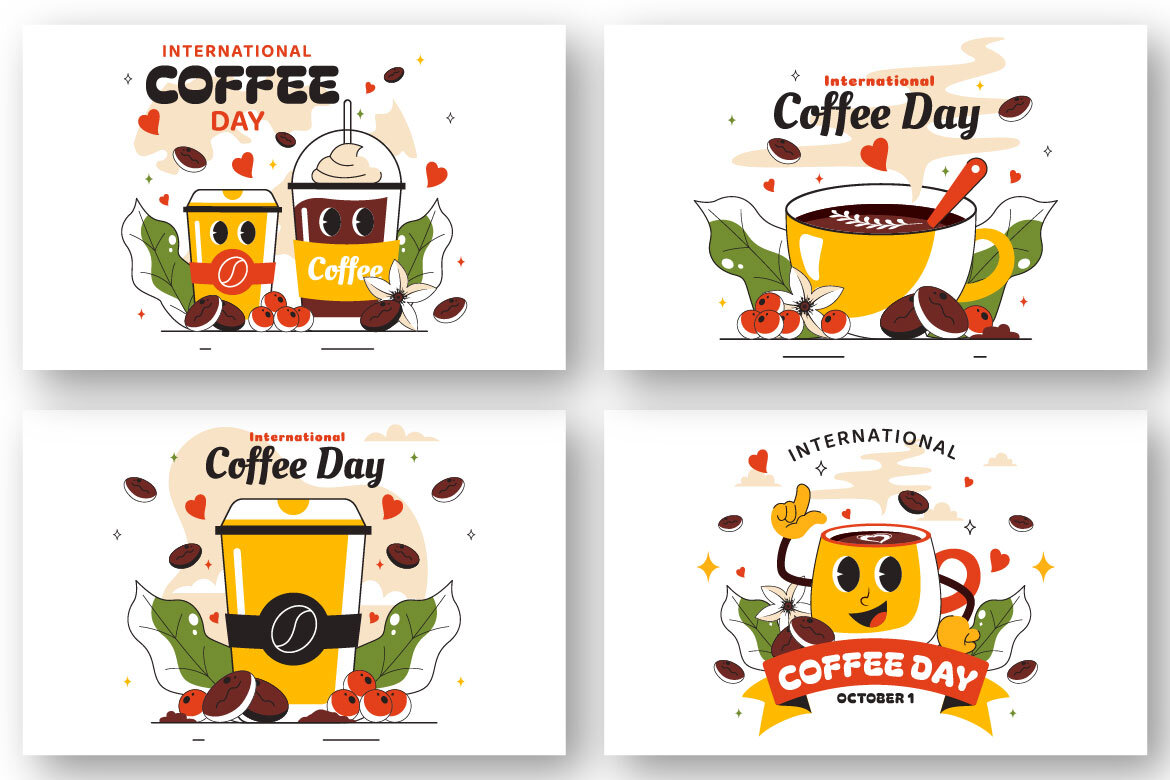 11 International Coffee Day FREE Illustrations alternate