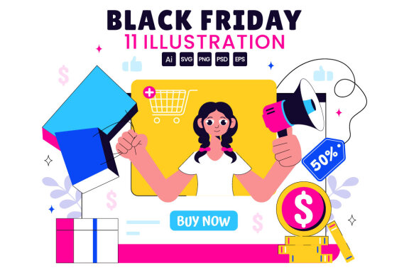 11 Black Friday Sale FREE Illustrations