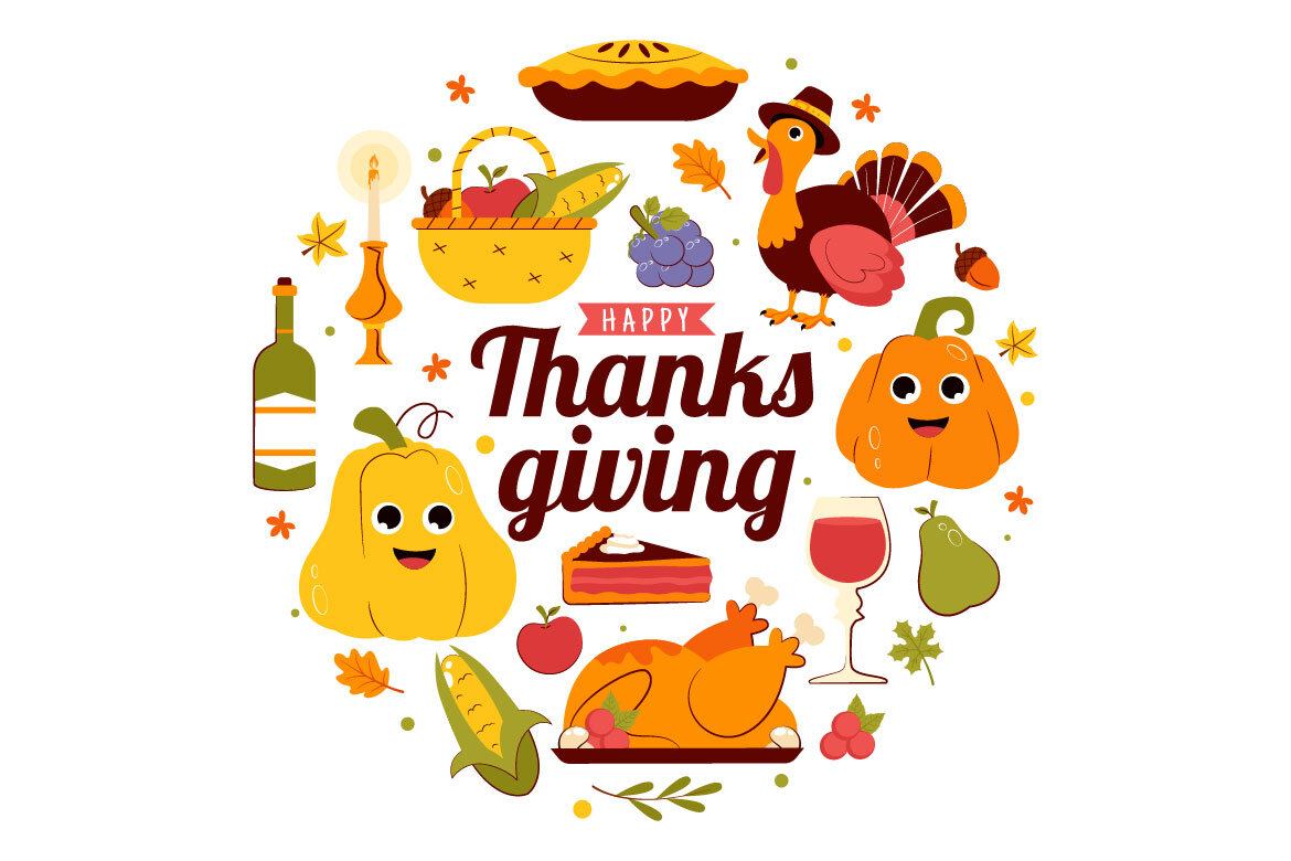 10 Happy Thanksgiving Day FREE Illustrations - view 4