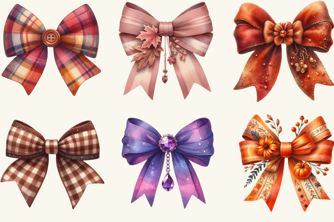 Autumn Coquette Bows FREE Clipart - view 3