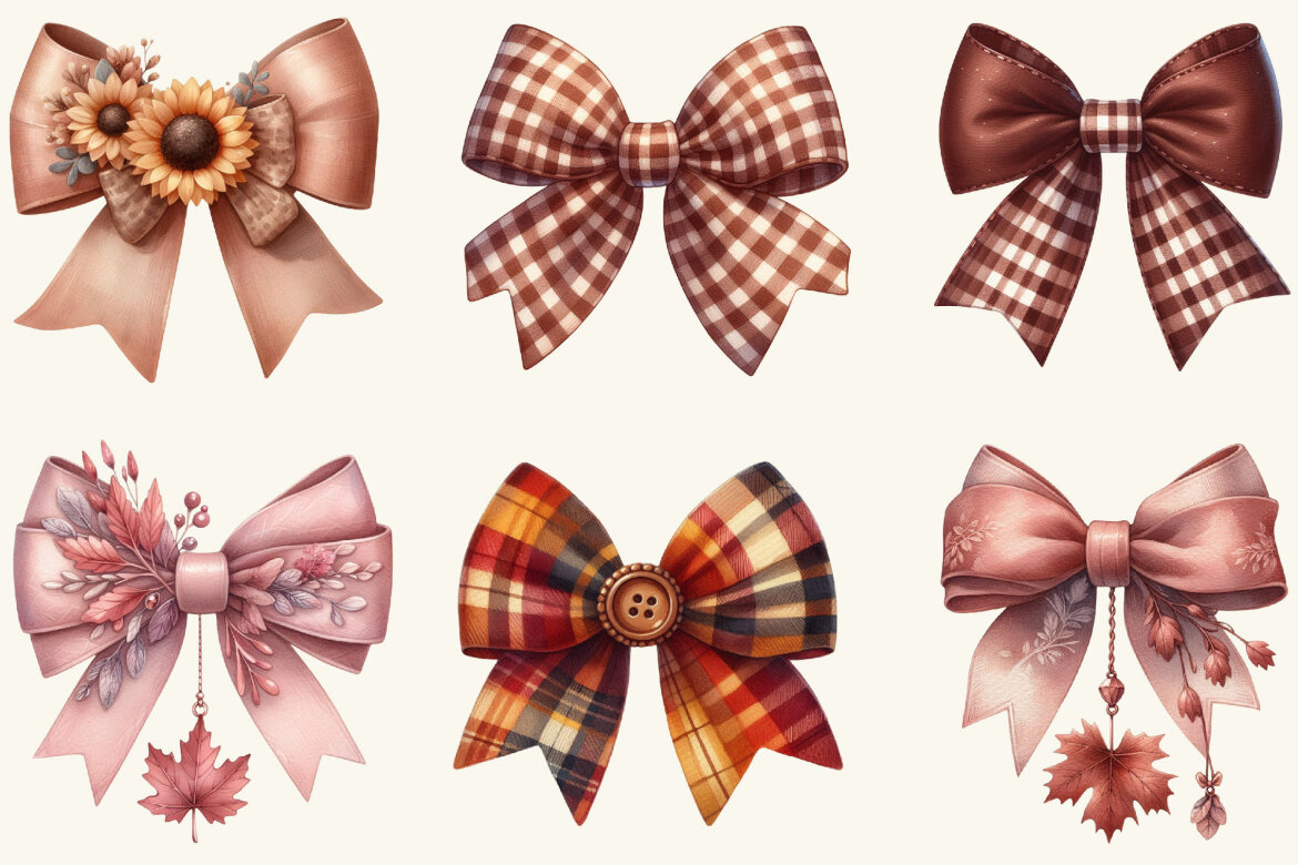 Autumn Coquette Bows FREE Clipart alternate