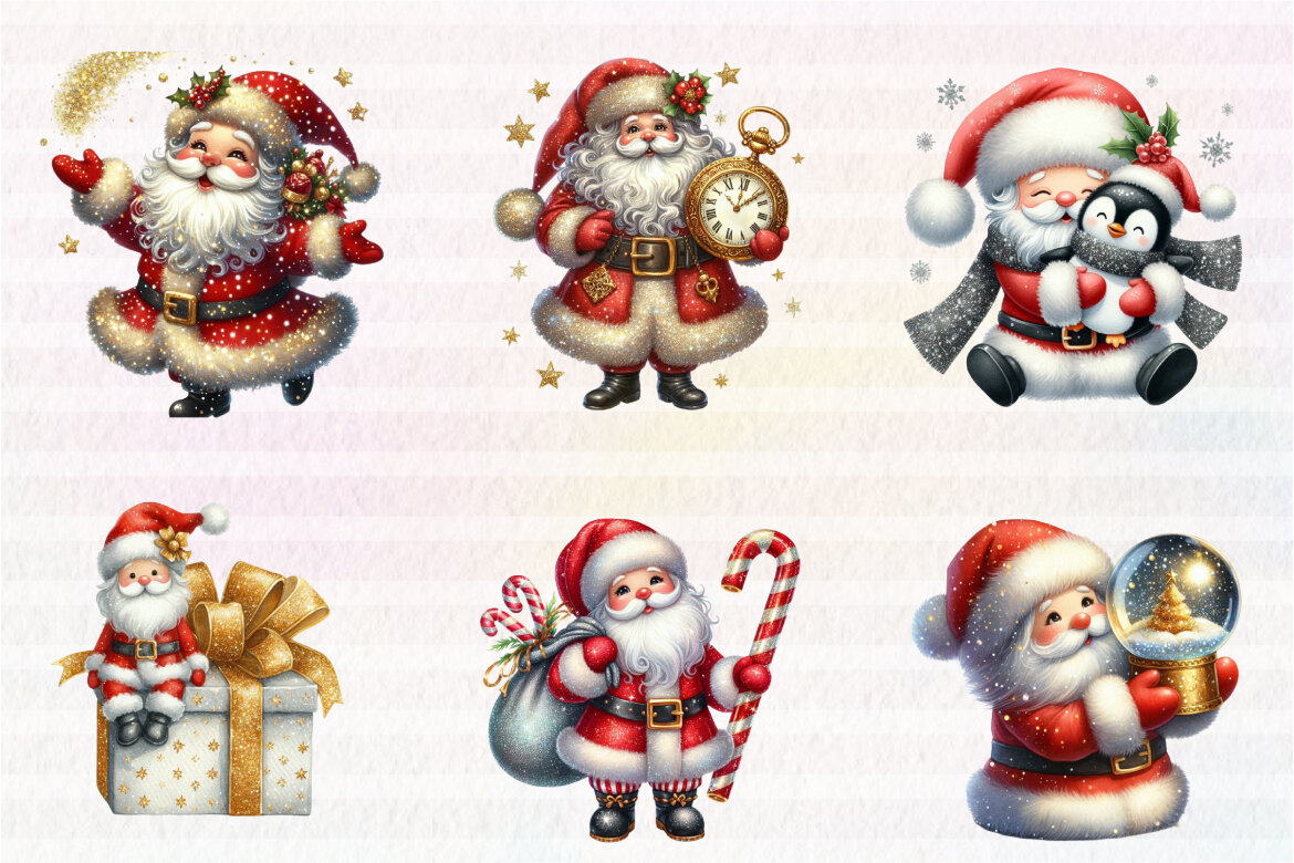 Glitter Christmas Santa Claus FREE Clipart alternate