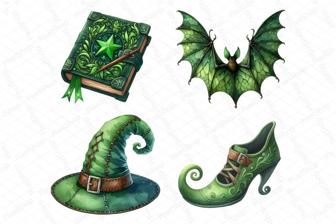 Green Halloween FREE Clipart Bundle - view 6