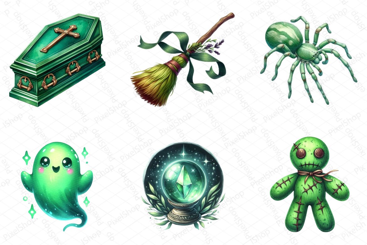 Green Halloween FREE Clipart Bundle - view 4