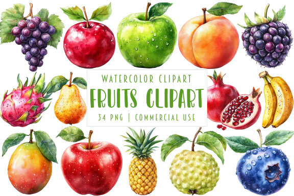 Fruits Watercolor FREE Clipart