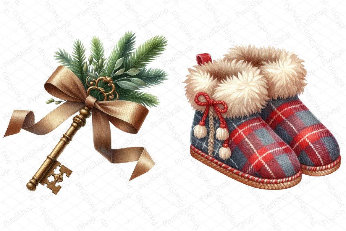 Winter Charm Watercolor FREE Clipart alternate