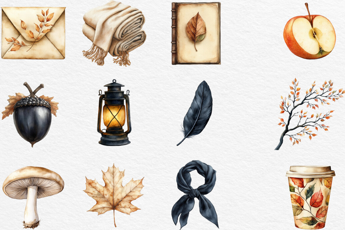 Beige Black Autumn FREE Clipart - view 3