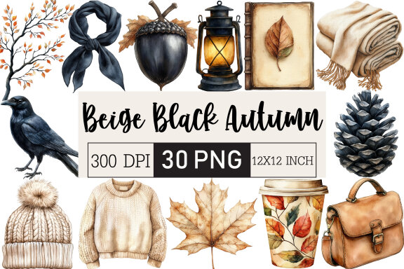 Beige Black Autumn FREE Clipart