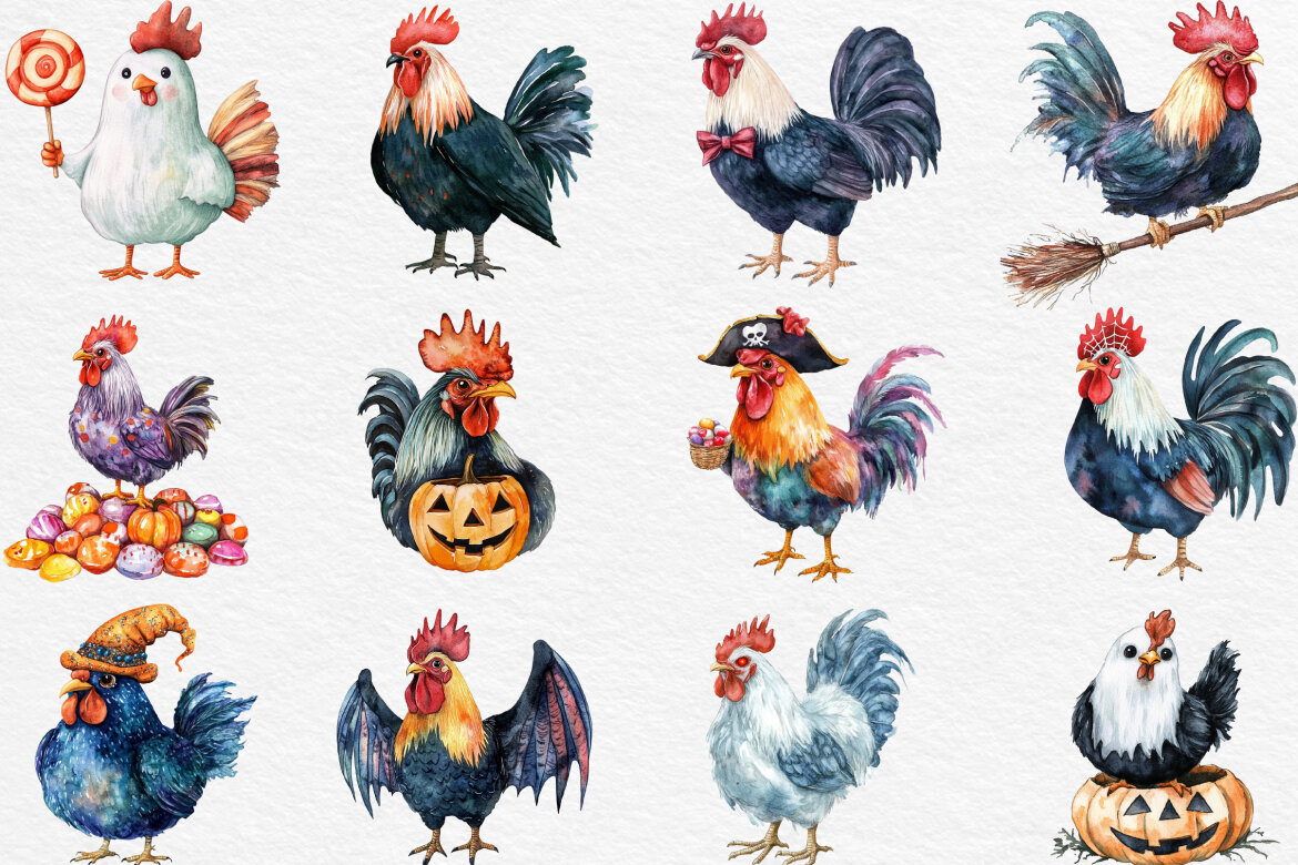 Halloween Rooster Ghost FREE Clipart - view 3