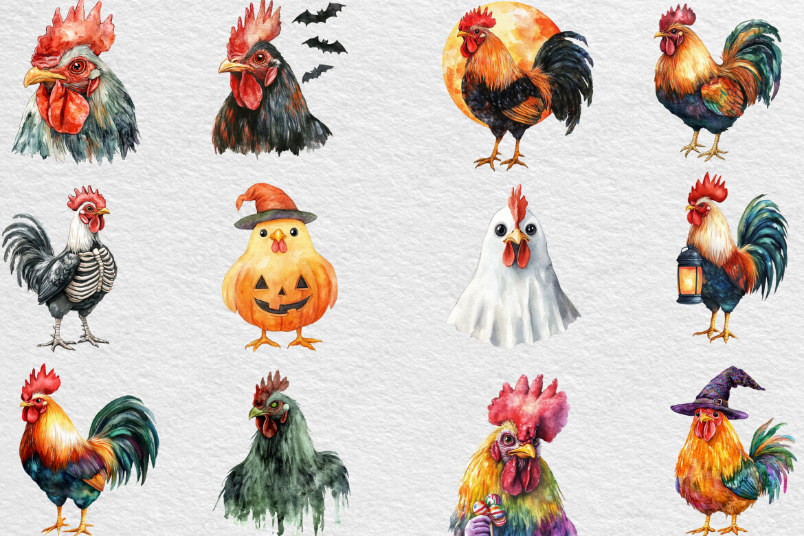 Halloween Rooster Ghost FREE Clipart - view 2