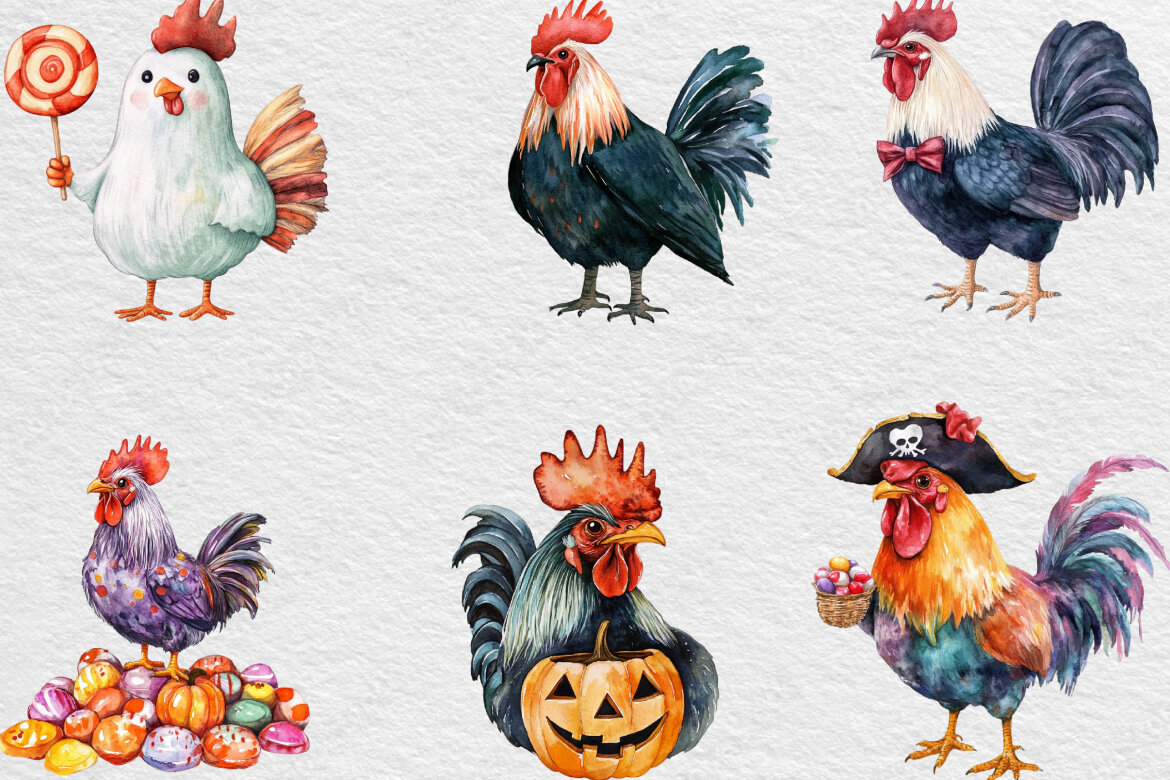 Halloween Rooster Ghost FREE Clipart - view 5