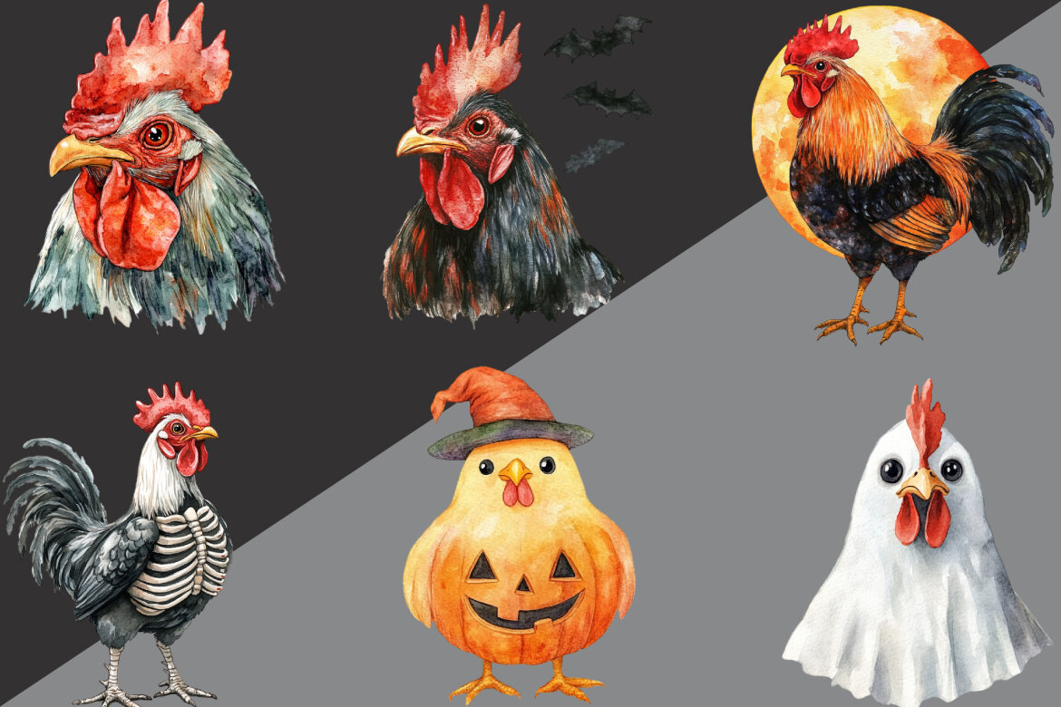 Halloween Rooster Ghost FREE Clipart alternate