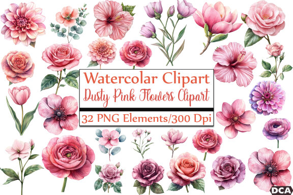 Dusty Pink Flowers FREE Clipart