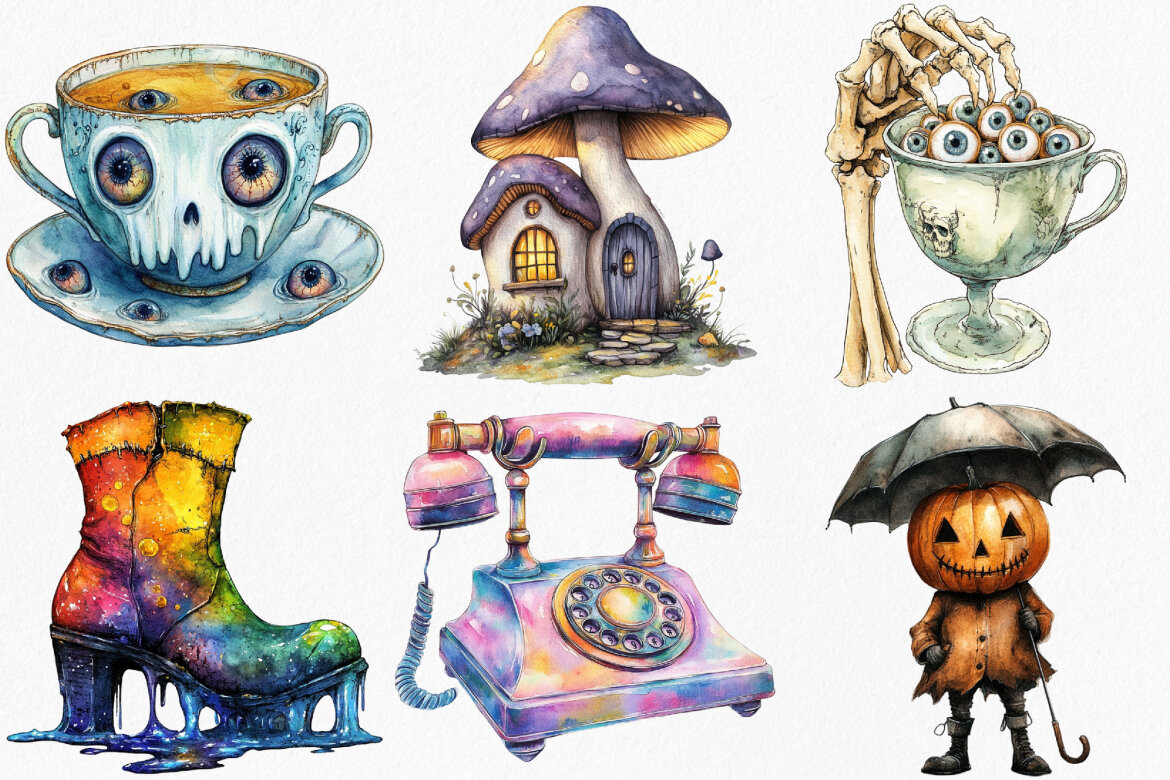 Spooky Weird Halloween FREE Clipart - view 3