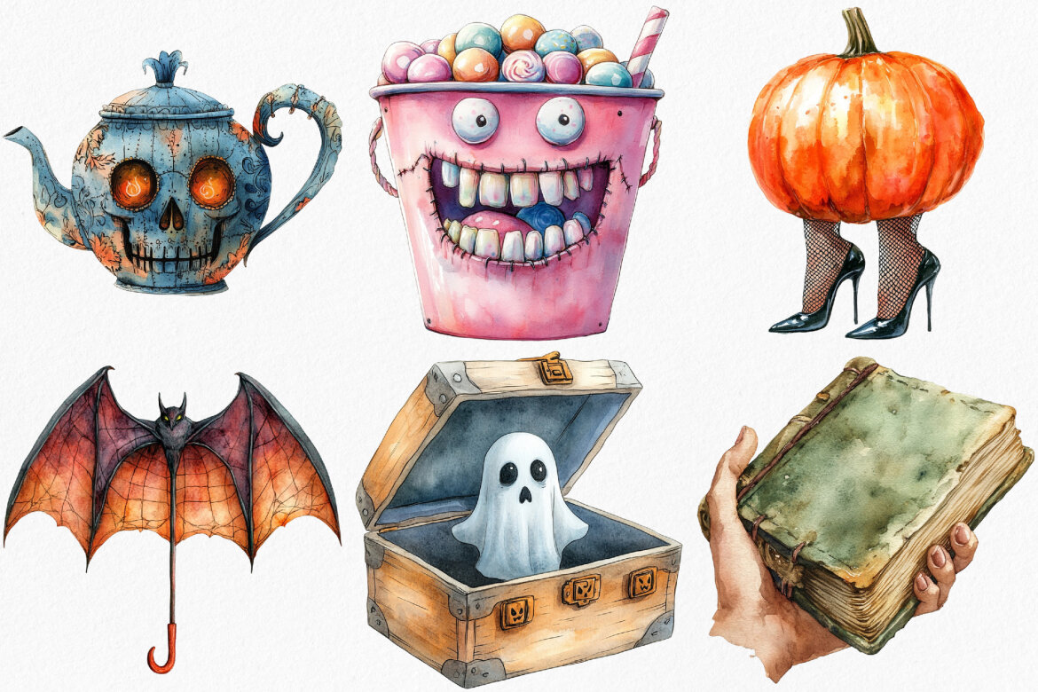 Spooky Weird Halloween FREE Clipart alt