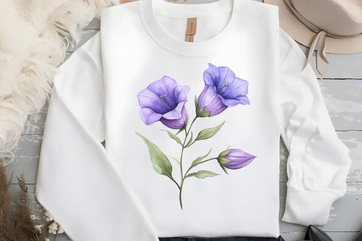 Purple Flowers FREE Watercolor Clipart - view 6