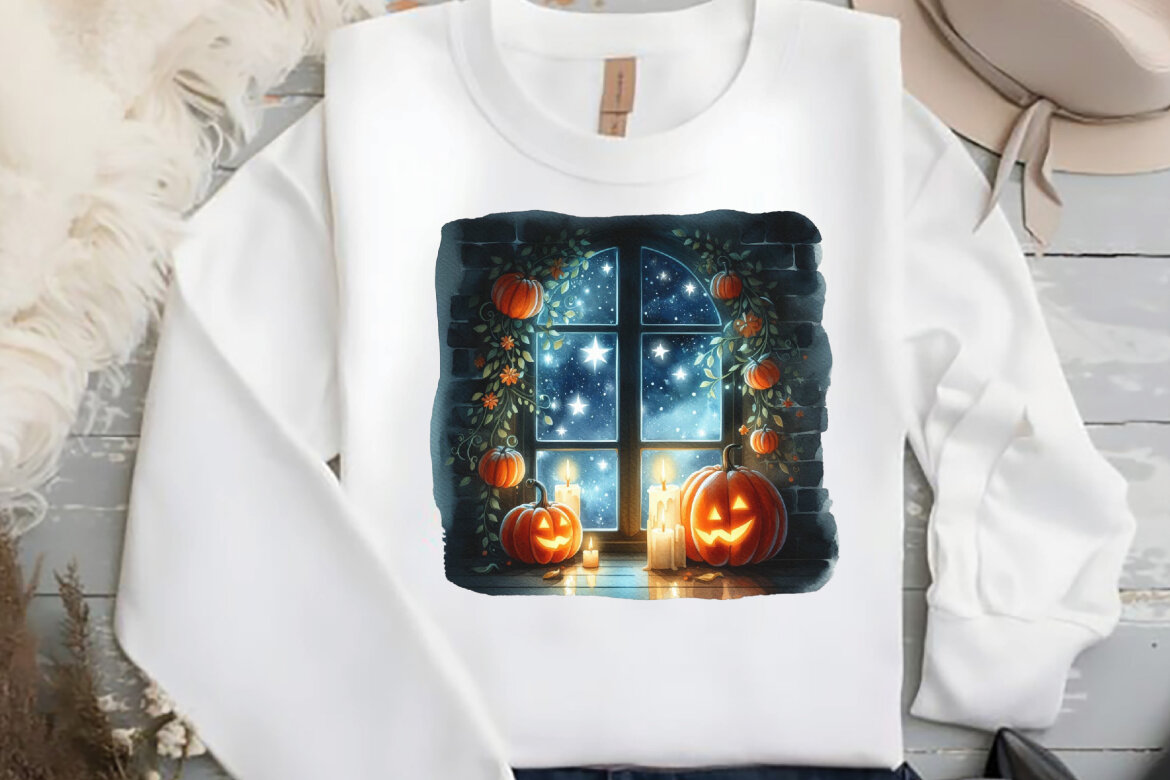 Watercolor Halloween Evening FREE Clipart - view 3