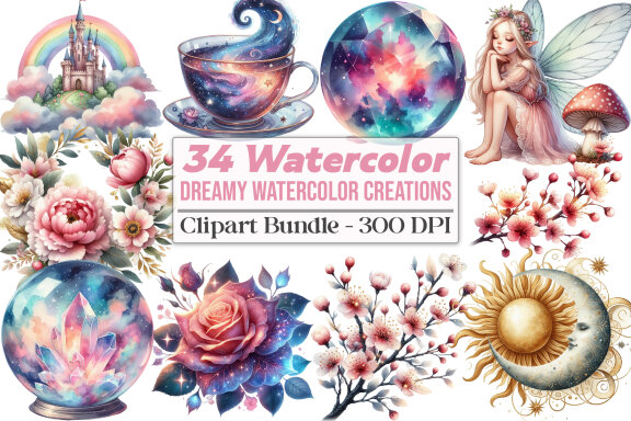 Dreamy Watercolor Creations FREE Clipart