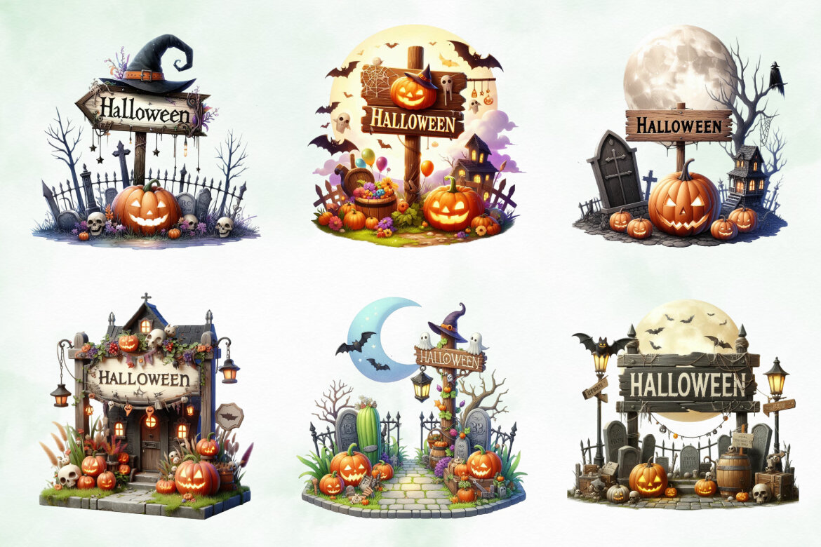 Halloween Sign Board FREE Clipart - view 3