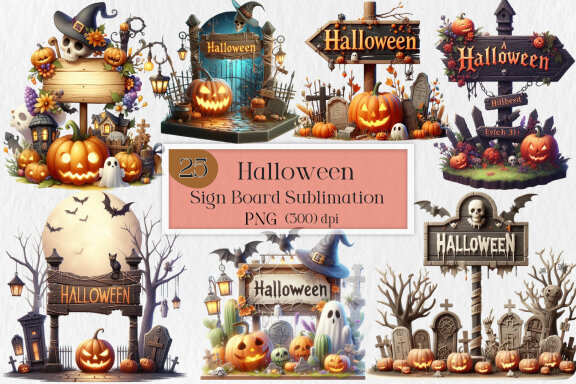 Halloween Sign Board FREE Clipart