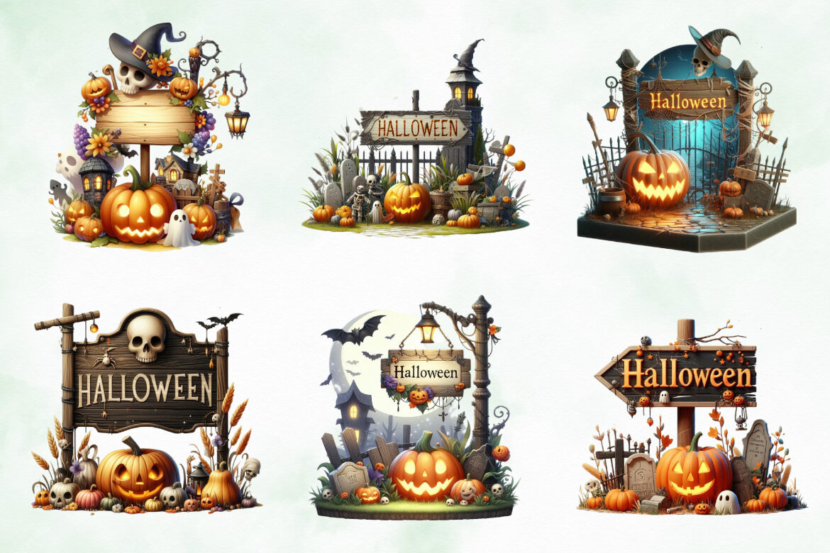 Halloween Sign Board FREE Clipart - view 4