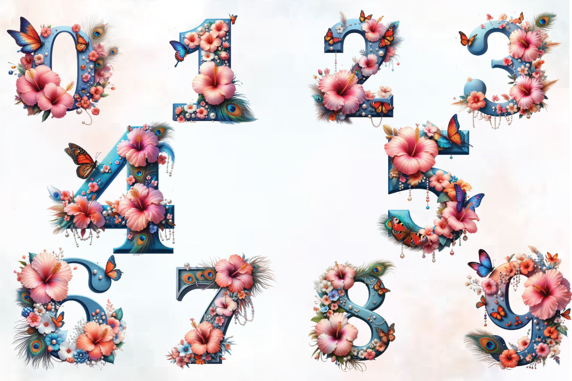 Watercolor Floral Alphabet FREE Clipart - view 6
