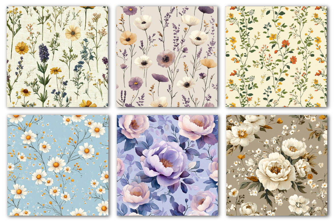 Cottage Chic Flower FREE Digital Papers - view 4