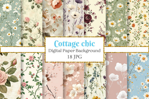 Cottage Chic Flower FREE Digital Papers