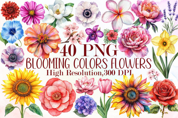 FREE Blooming Colors Watercolor Flowers