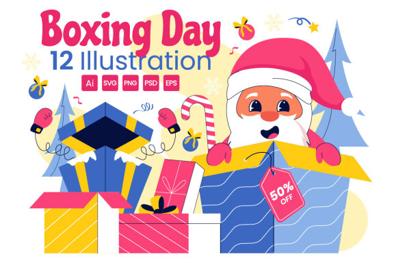 12 Boxing Day Sale FREE Illustrations