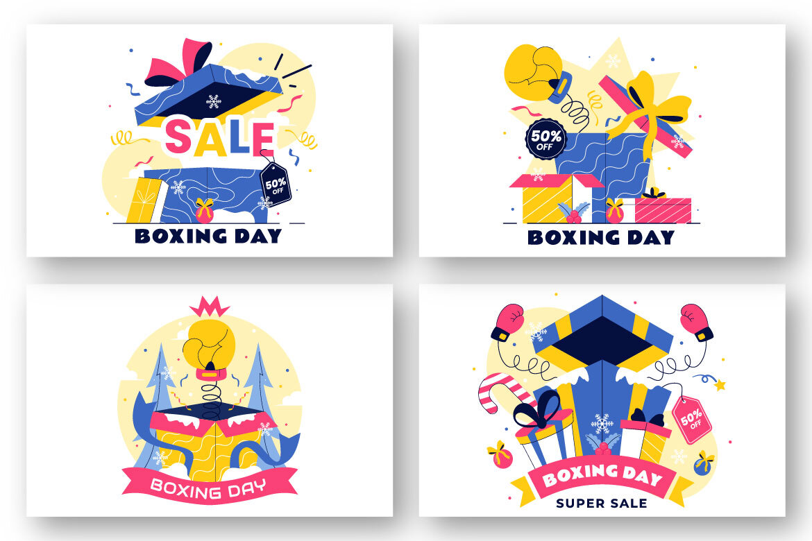 12 Boxing Day Sale FREE Illustrations alternate
