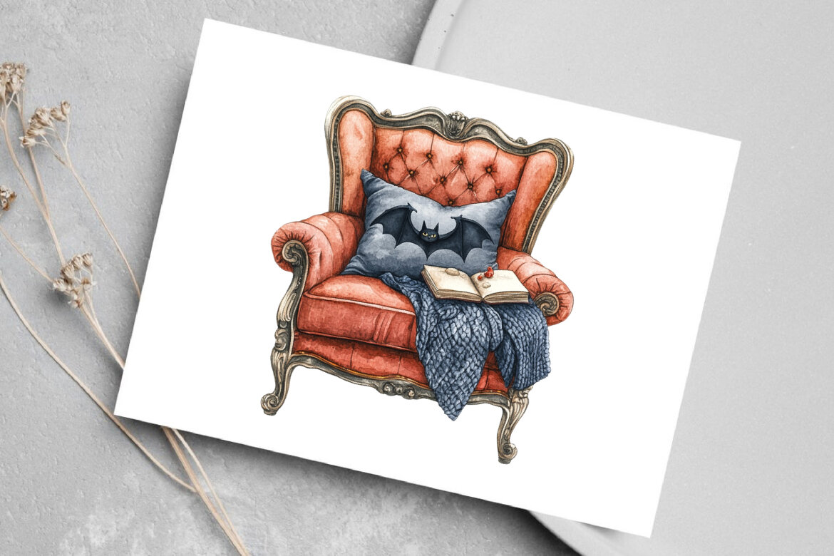 Watercolor Cozy Halloween FREE Clipart Bundle - view 5