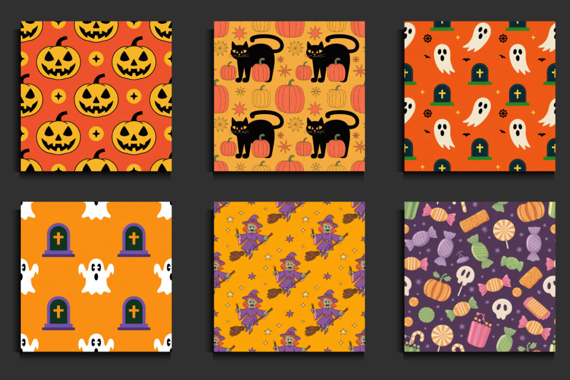 50 Retro Halloween Seamless FREE Patterns - view 3